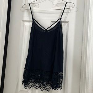 Express black tank top with lace at bottom adjustable straps size Small